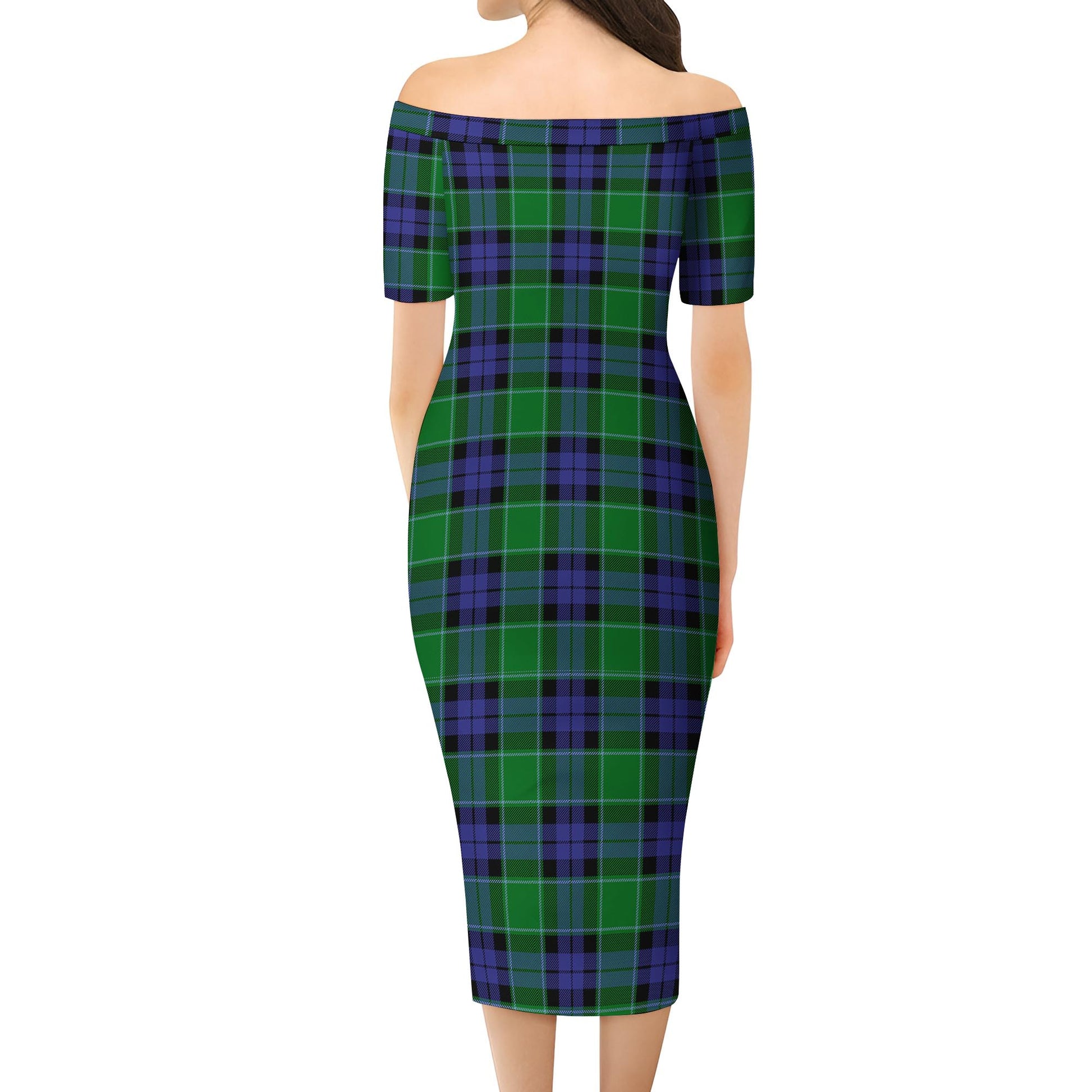 Graham of Menteith Modern Tartan Off Shoulder Lady Dress - Tartanvibesclothing