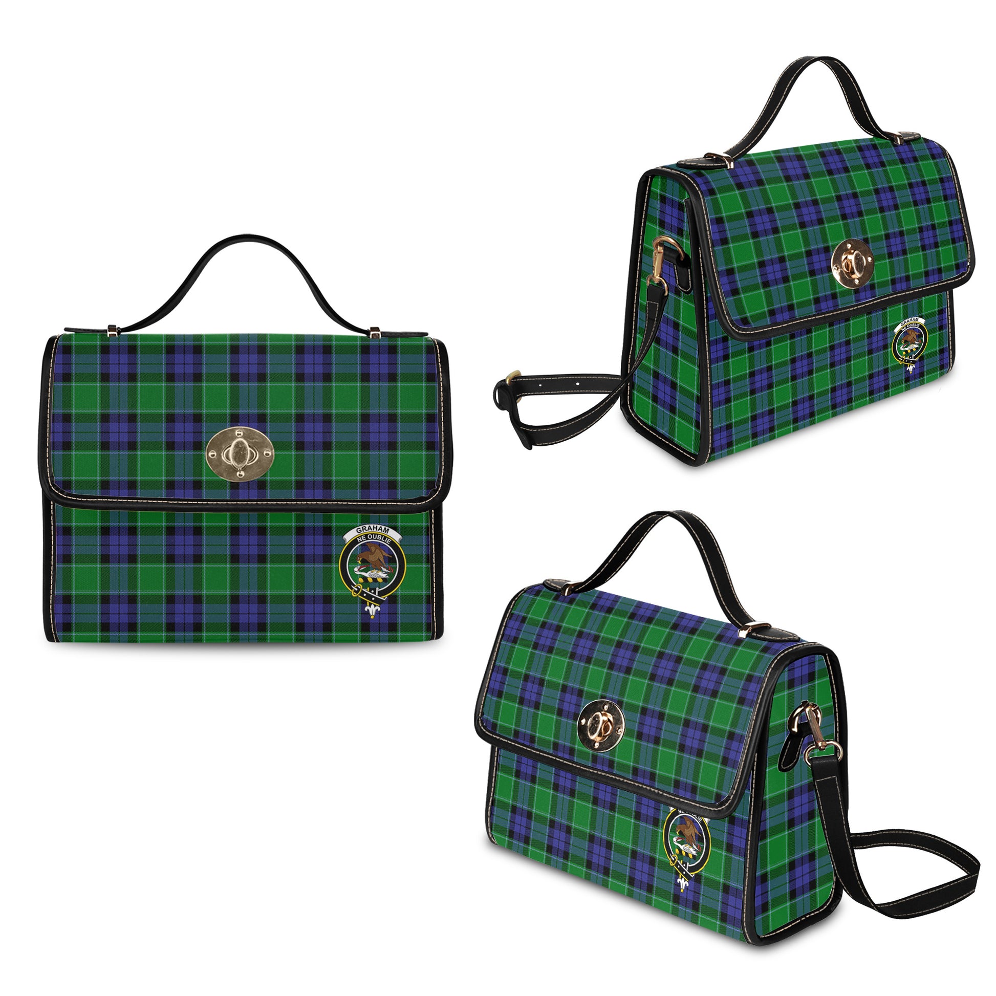 graham-of-menteith-modern-tartan-leather-strap-waterproof-canvas-bag-with-family-crest