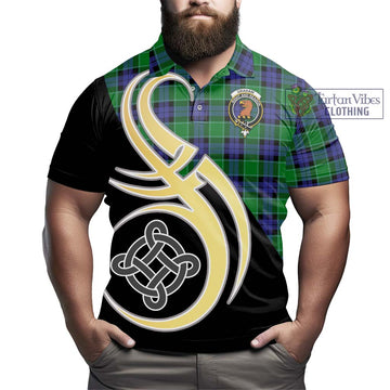 Graham of Menteith Modern Tartan Polo Shirt with Family Crest and Celtic Symbol Style