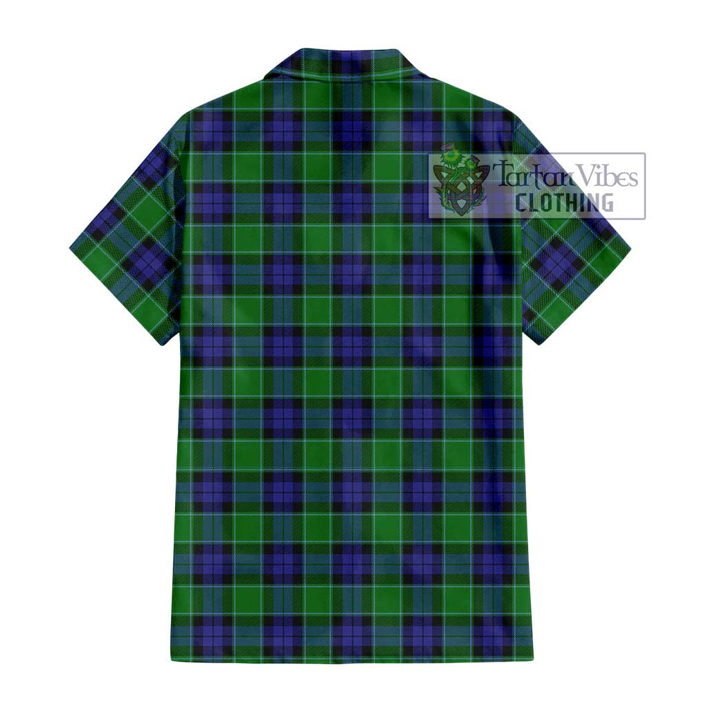 Graham of Menteith Modern Tartan Short Sleeve Button Shirt with Family Crest DNA In Me Style - Tartanvibesclothing Shop