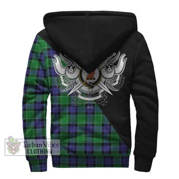 Graham of Menteith Modern Tartan Sherpa Hoodie with Family Crest and Military Logo Style