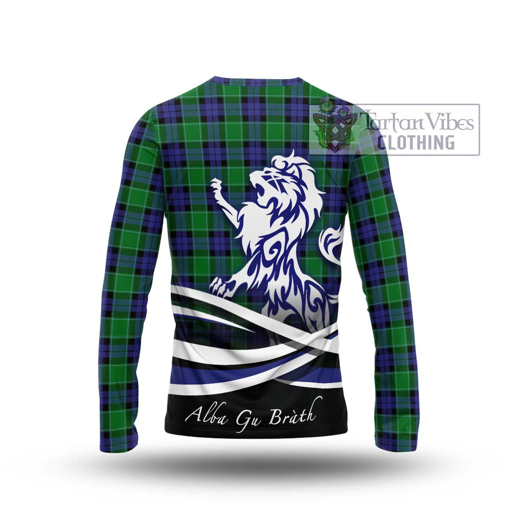 Graham of Menteith Modern Tartan Long Sleeve T-Shirt with Alba Gu Brath Regal Lion Emblem - Tartanvibesclothing Shop