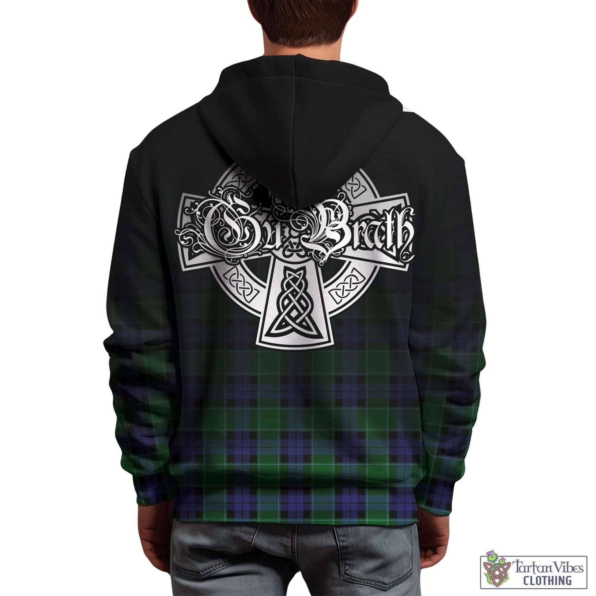 Tartan Vibes Clothing Graham of Menteith Modern Tartan Hoodie Featuring Alba Gu Brath Family Crest Celtic Inspired