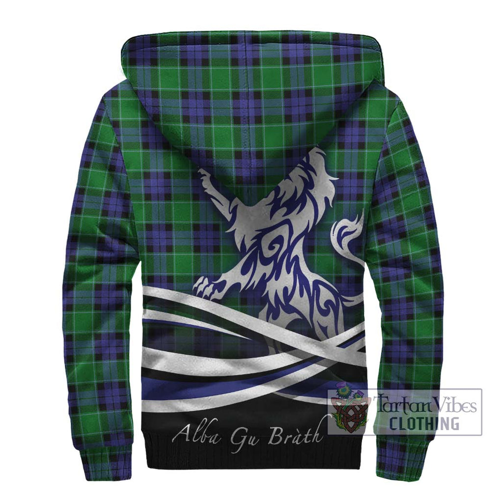 Graham of Menteith Modern Tartan Sherpa Hoodie with Alba Gu Brath Regal Lion Emblem - Tartanvibesclothing Shop