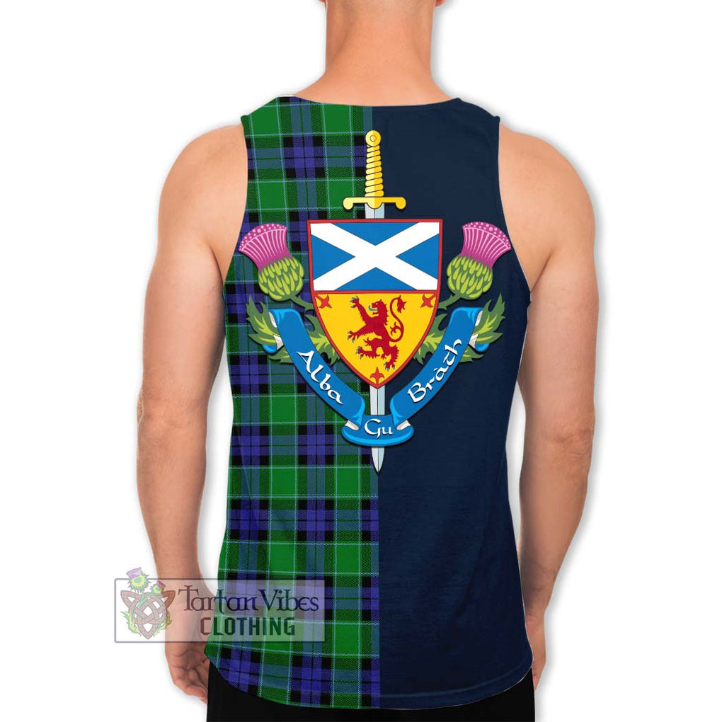 Tartan Vibes Clothing Graham of Menteith Modern Tartan Men's Tank Top with Scottish Lion Royal Arm Half Style