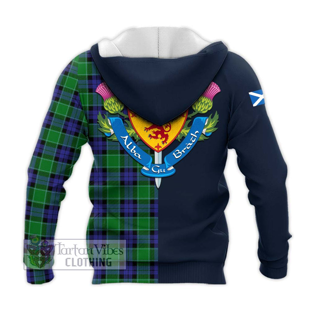 Tartan Vibes Clothing Graham of Menteith Modern Tartan Knitted Hoodie with Scottish Lion Royal Arm Half Style