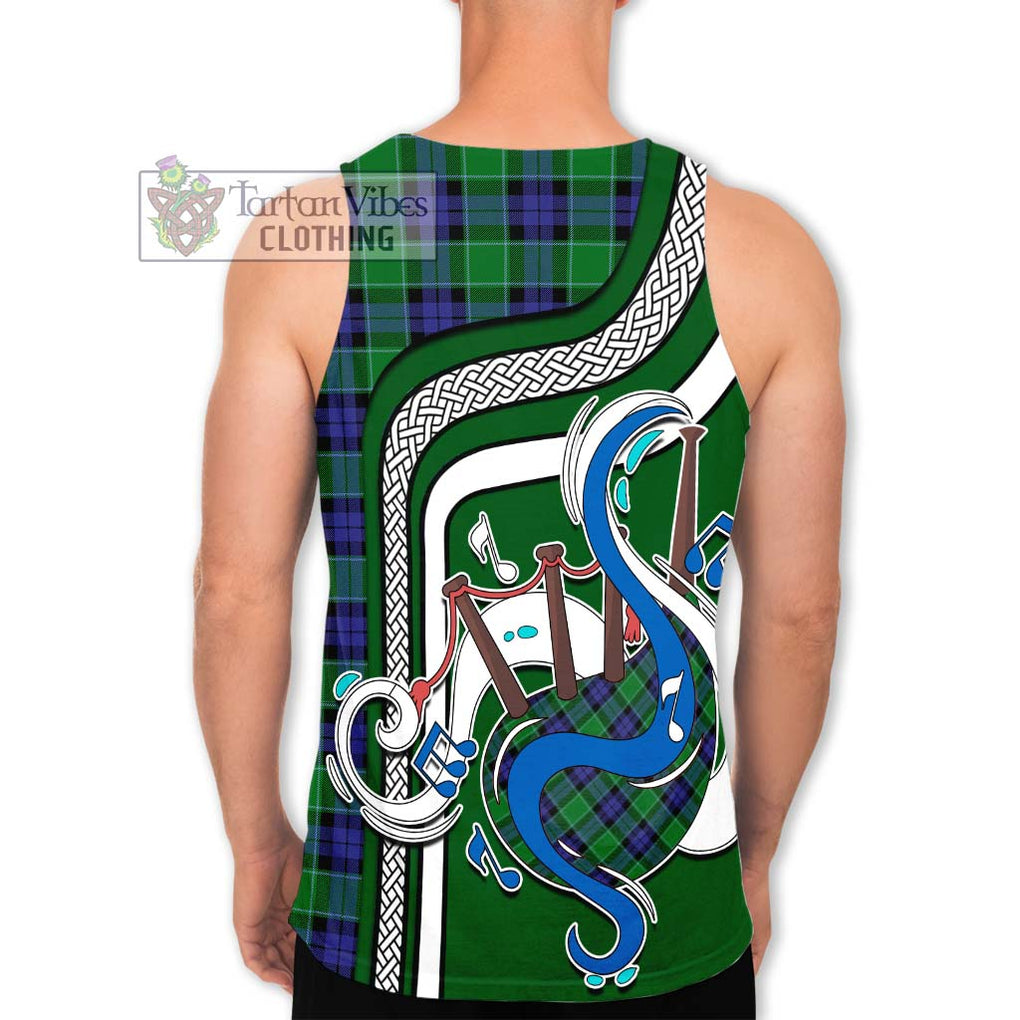 Graham of Menteith Modern Tartan Men's Tank Top with Epic Bagpipe Style - Tartanvibesclothing Shop