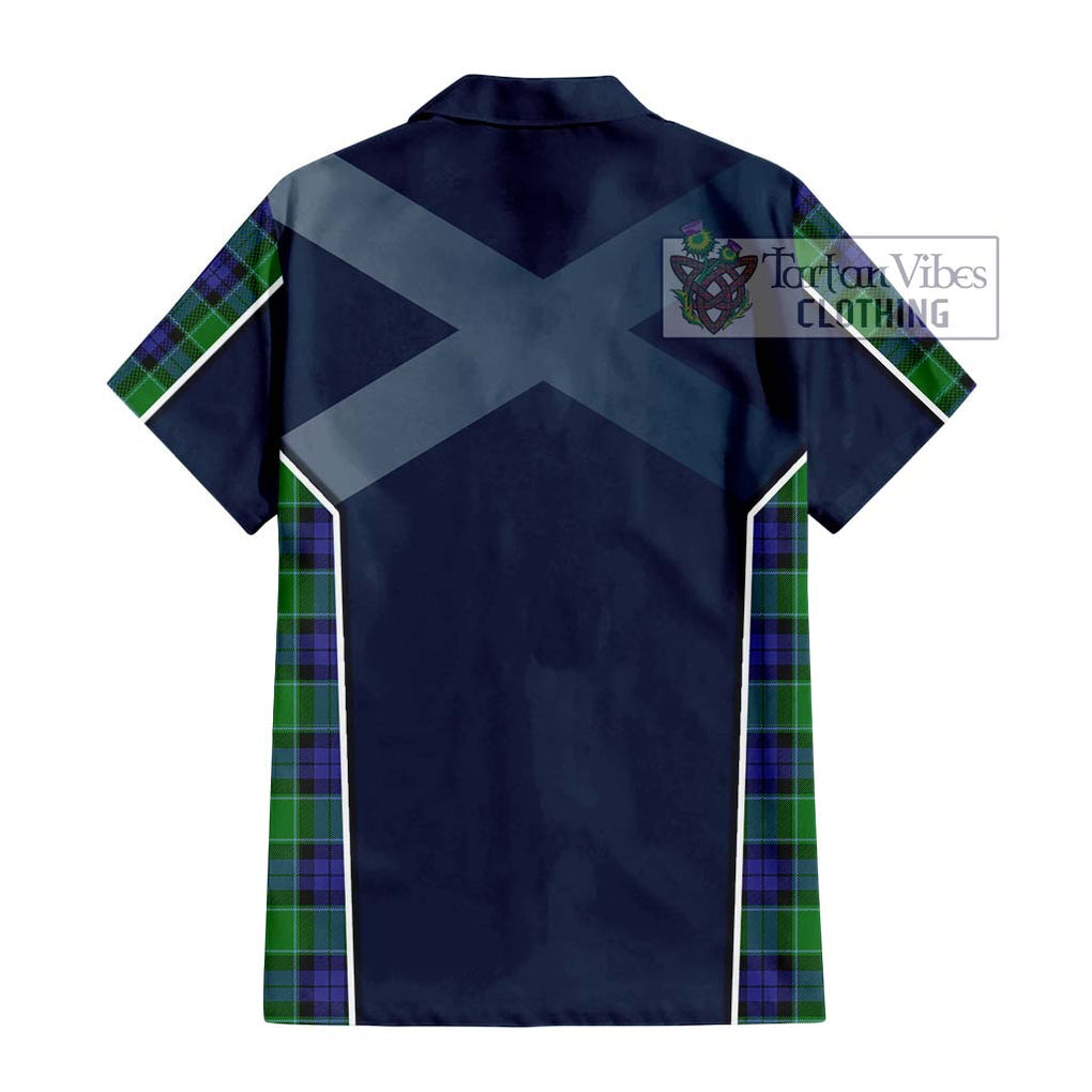 Graham of Menteith Modern Tartan Short Sleeve Button Shirt with Family Crest and Lion Rampant Vibes Sport Style - Tartan Vibes Clothing