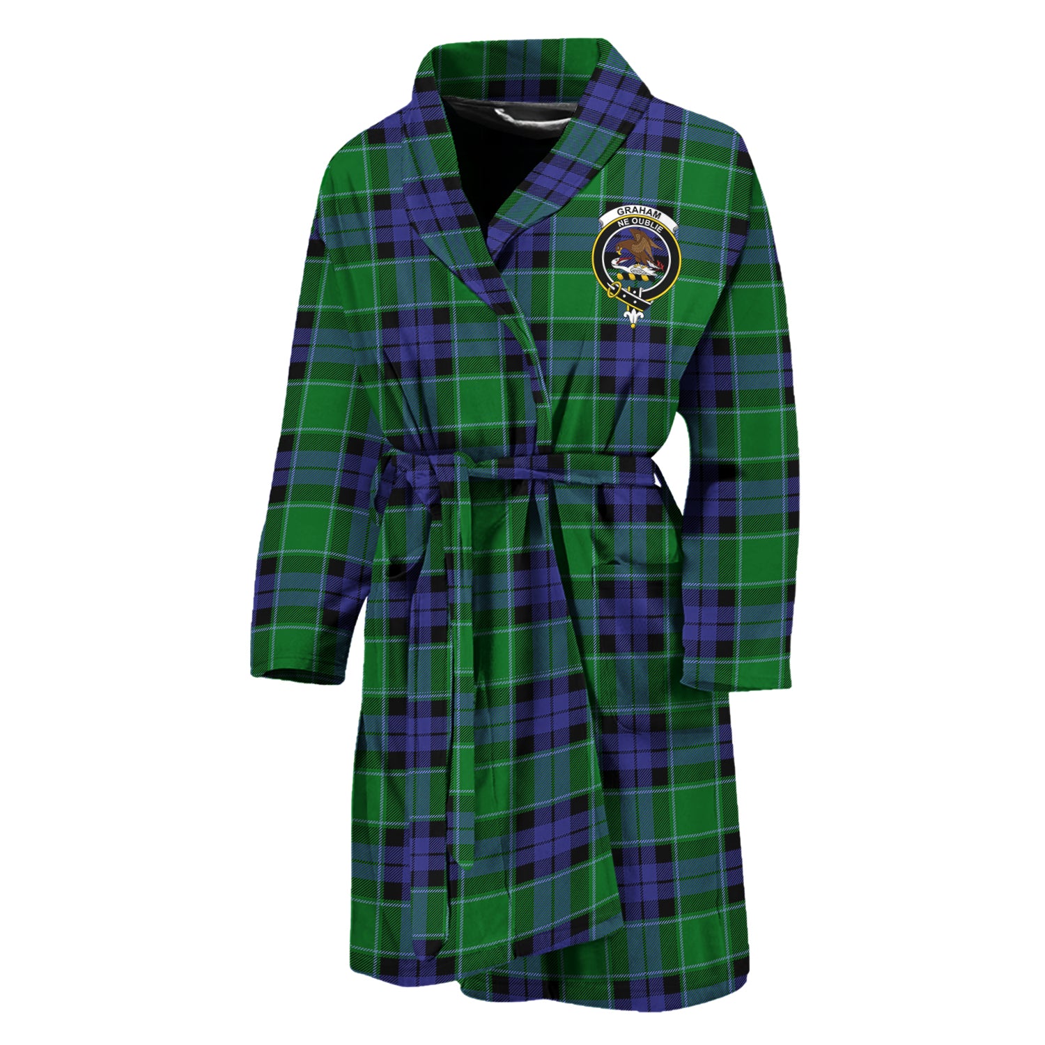 Graham of Menteith Modern Tartan Bathrobe with Family Crest Unisex M - Tartan Vibes Clothing