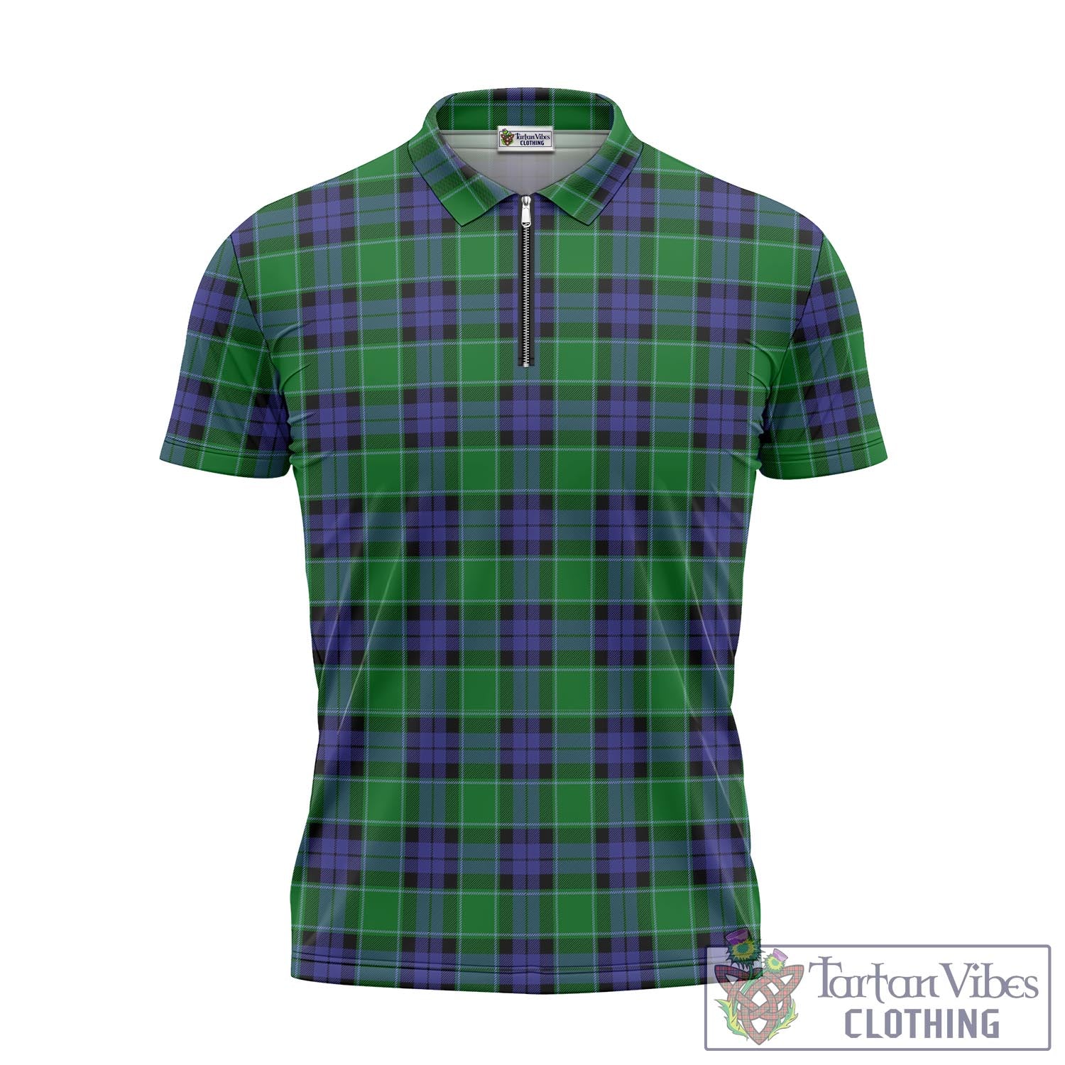 Tartan Vibes Clothing Graham of Menteith Modern Tartan Zipper Polo Shirt