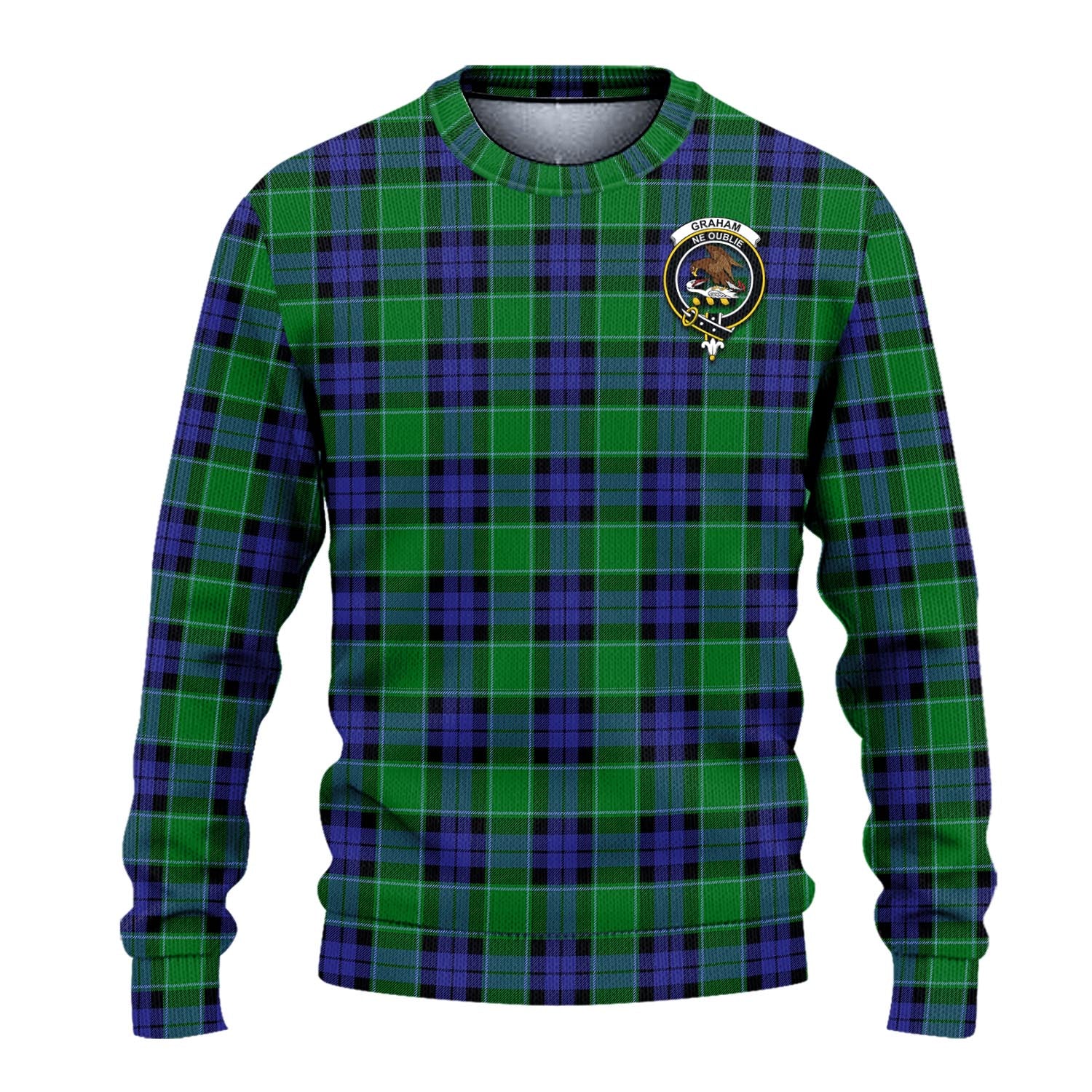 Graham of Menteith Modern Tartan Knitted Sweater with Family Crest - Tartanvibesclothing