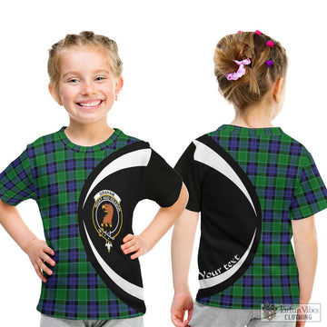 Graham of Menteith Modern Tartan Kid T-Shirt with Family Crest Circle Style