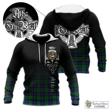 Graham of Menteith Modern Tartan Knitted Hoodie Featuring Alba Gu Brath Family Crest Celtic Inspired