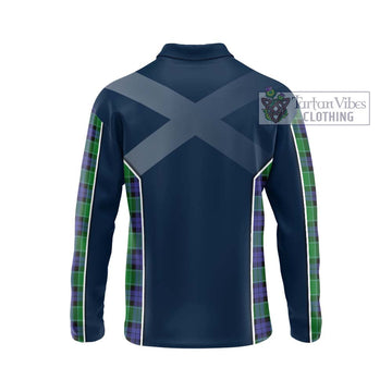 Graham of Menteith Modern Tartan Long Sleeve Polo Shirt with Family Crest and Lion Rampant Vibes Sport Style