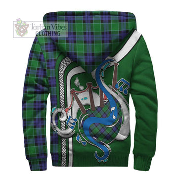 Graham of Menteith Modern Tartan Sherpa Hoodie with Epic Bagpipe Style