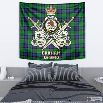 Graham of Menteith Modern Tartan Tapestry with Clan Crest and the Golden Sword of Courageous Legacy