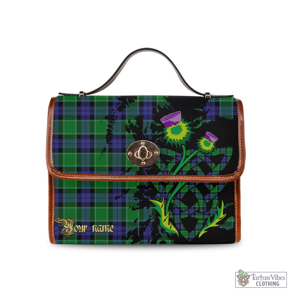 Tartan Vibes Clothing Graham of Menteith Modern Tartan Waterproof Canvas Bag with Scotland Map and Thistle Celtic Accents