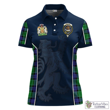 Graham of Menteith Modern Tartan Women's Polo Shirt with Family Crest and Lion Rampant Vibes Sport Style