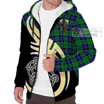 Graham of Menteith Modern Tartan Sherpa Hoodie with Family Crest and Celtic Symbol Style