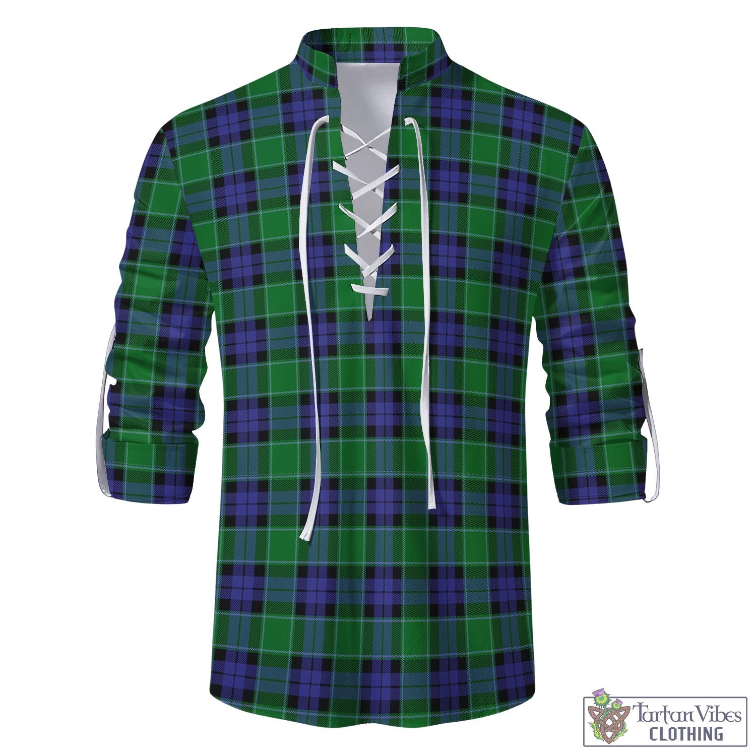 Tartan Vibes Clothing Graham of Menteith Modern Tartan Men's Scottish Traditional Jacobite Ghillie Kilt Shirt