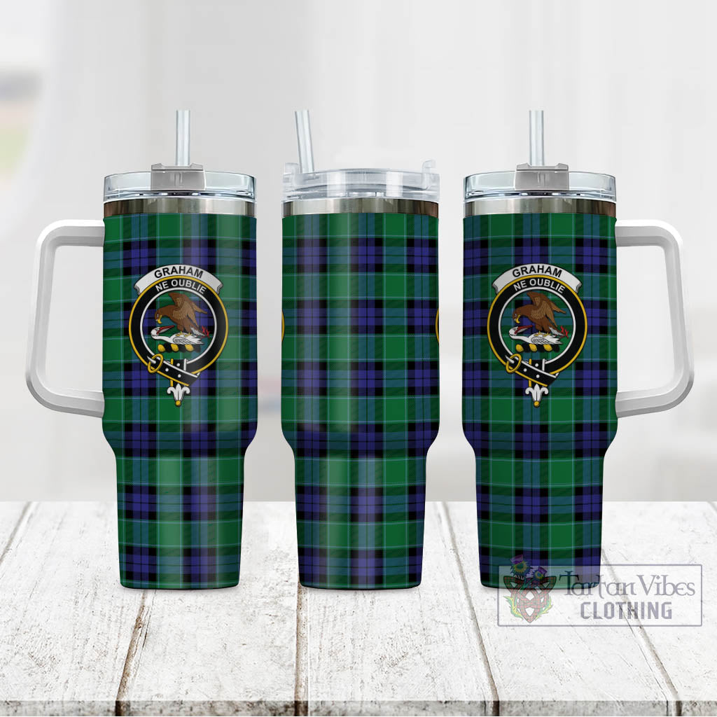 Tartan Vibes Clothing Graham of Menteith Modern Tartan and Family Crest Tumbler with Handle