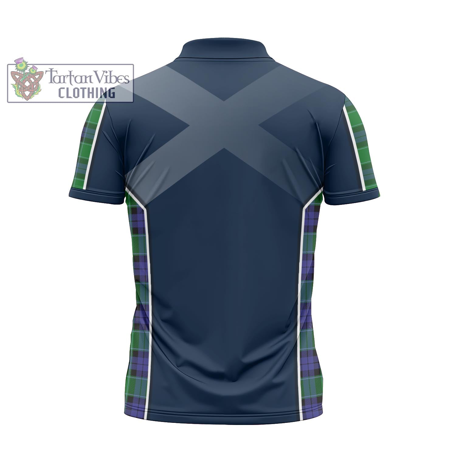 Tartan Vibes Clothing Graham of Menteith Modern Tartan Zipper Polo Shirt with Family Crest and Scottish Thistle Vibes Sport Style