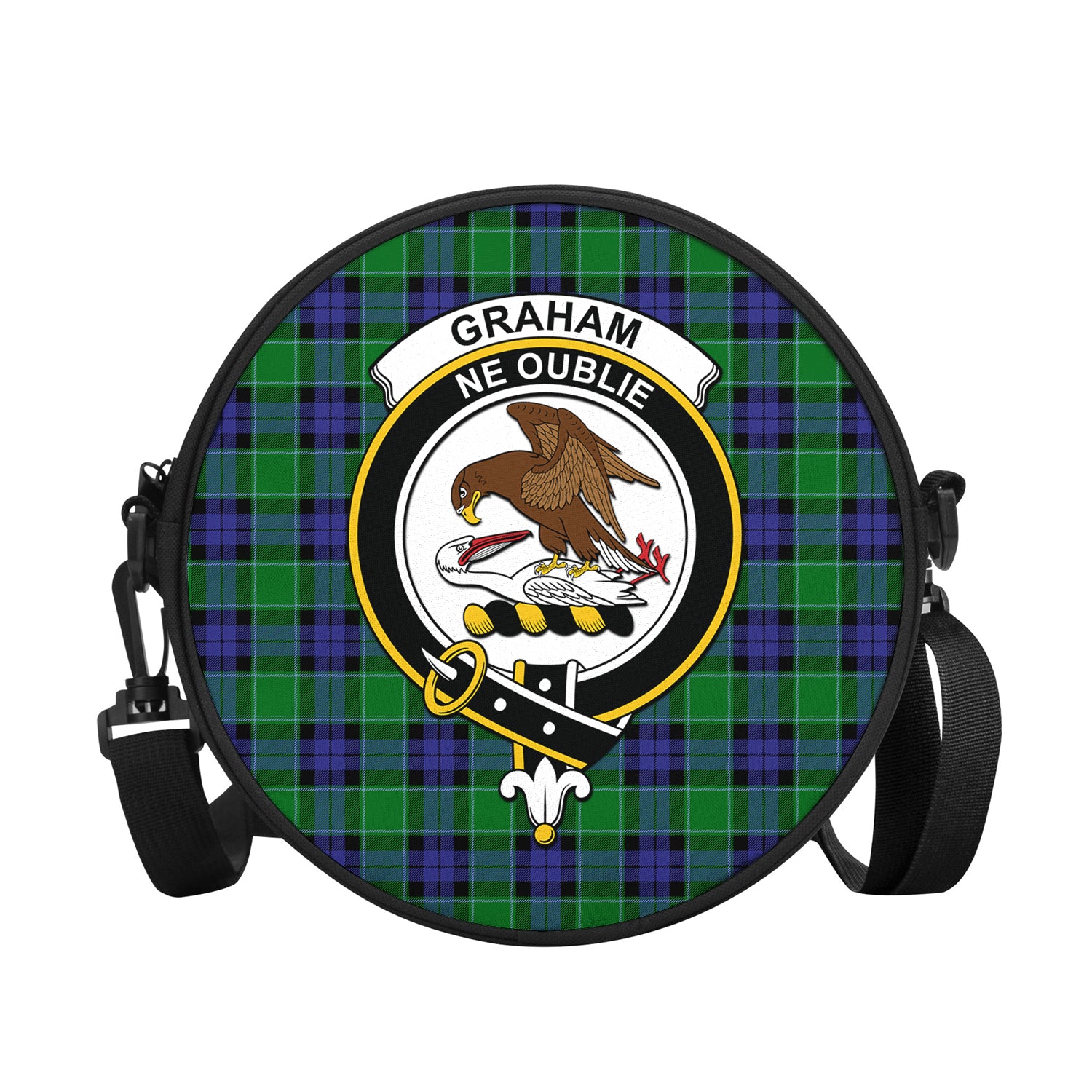 graham-of-menteith-modern-tartan-round-satchel-bags-with-family-crest