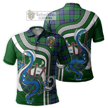 Graham of Menteith Modern Tartan Polo Shirt with Epic Bagpipe Style