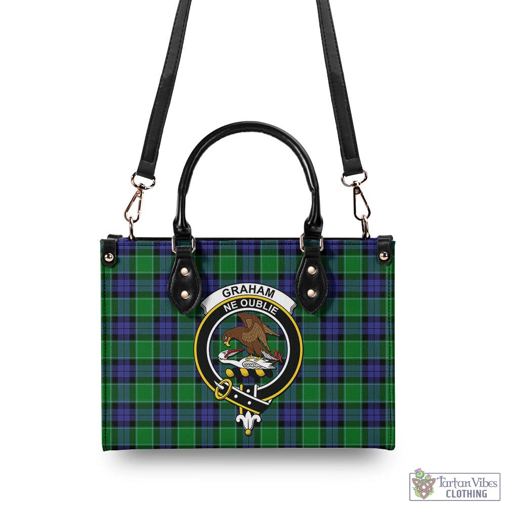 Tartan Vibes Clothing Graham of Menteith Modern Tartan Luxury Leather Handbags with Family Crest