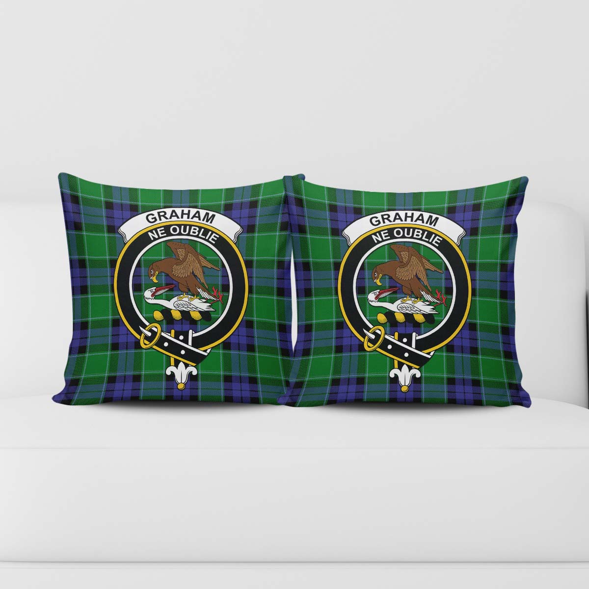 Graham of Menteith Modern Tartan Pillow Cover with Family Crest - Tartanvibesclothing