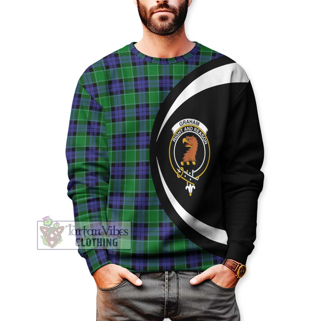 Graham of Menteith Modern Tartan Sweatshirt with Family Crest Circle Style - Tartan Vibes Clothing