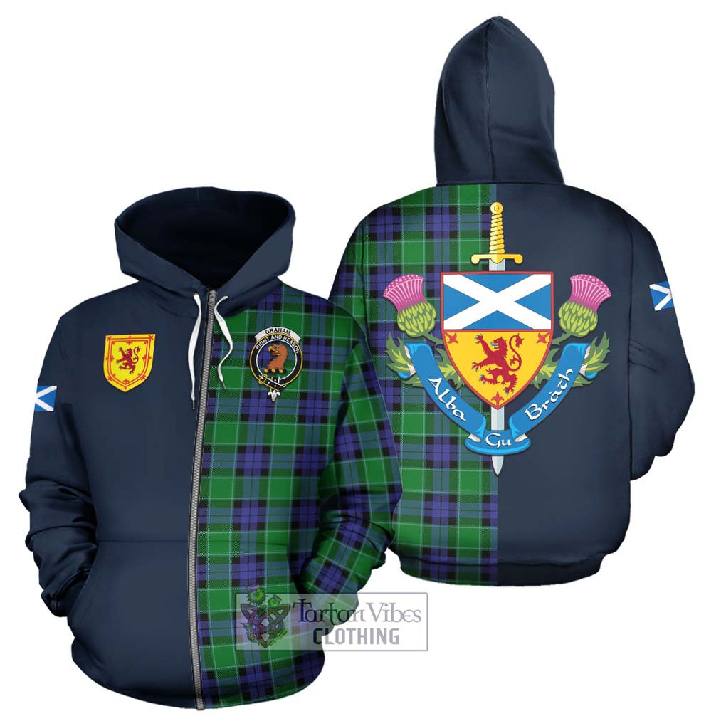 Tartan Vibes Clothing Graham of Menteith Modern Tartan Hoodie with Scottish Lion Royal Arm Half Style