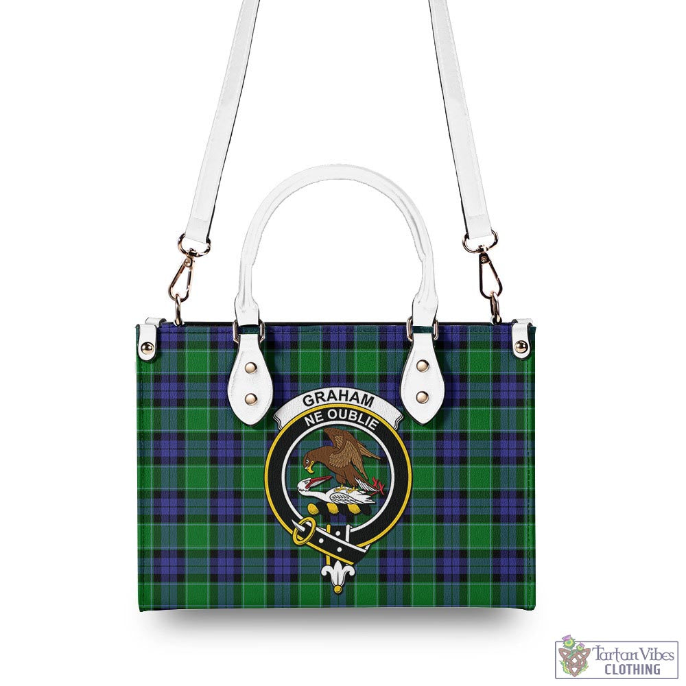 Tartan Vibes Clothing Graham of Menteith Modern Tartan Luxury Leather Handbags with Family Crest