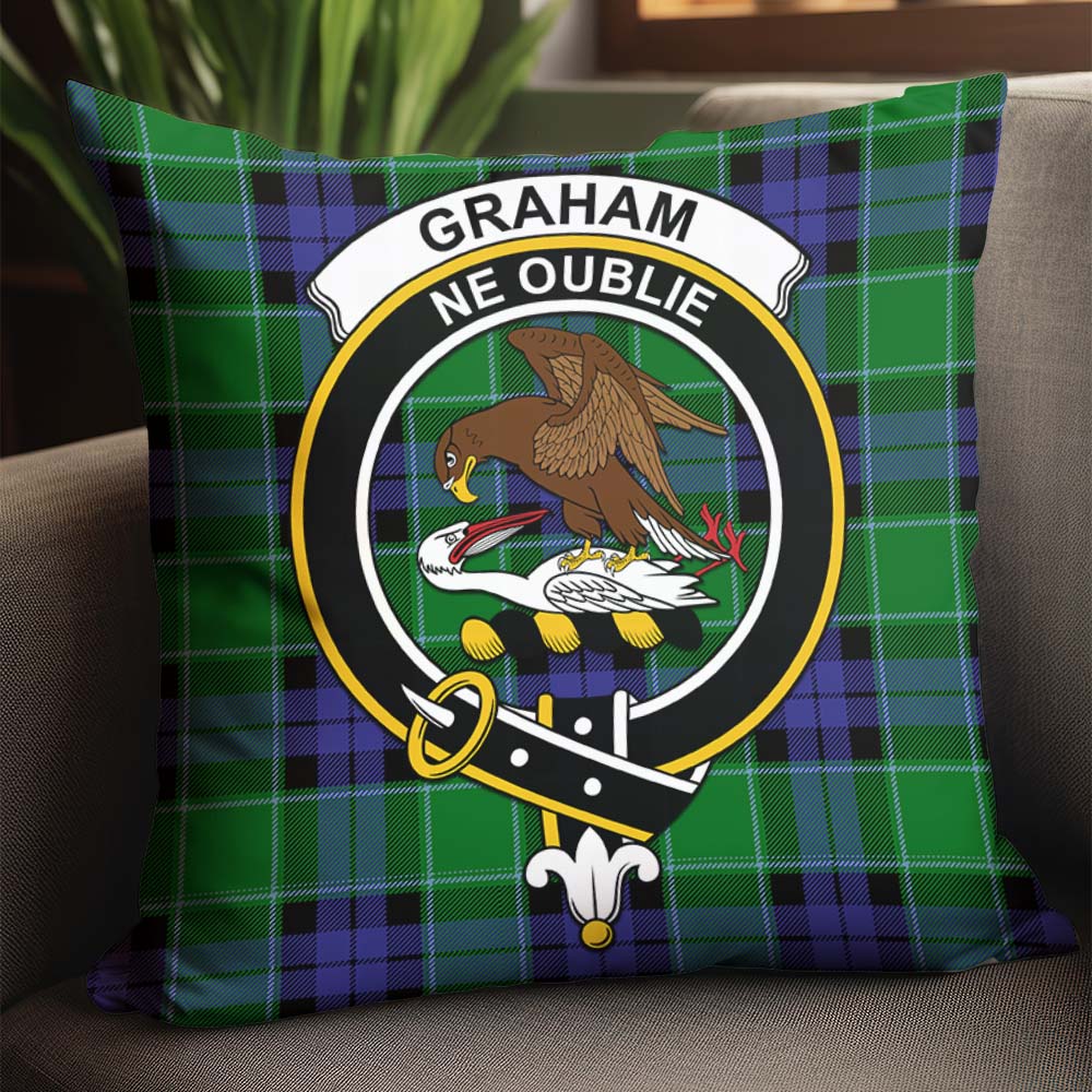 Graham of Menteith Modern Tartan Pillow Cover with Family Crest - Tartanvibesclothing