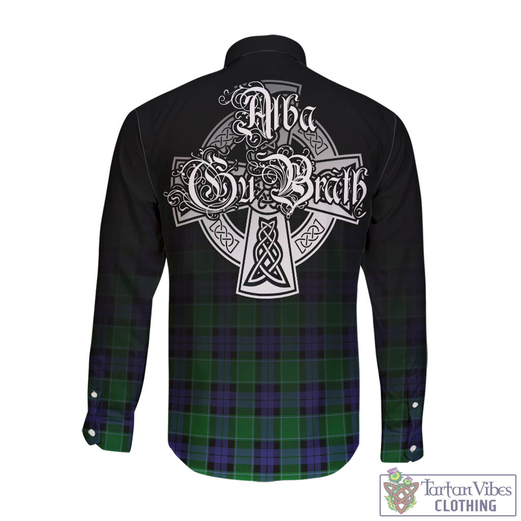 Tartan Vibes Clothing Graham of Menteith Modern Tartan Long Sleeve Button Up Featuring Alba Gu Brath Family Crest Celtic Inspired