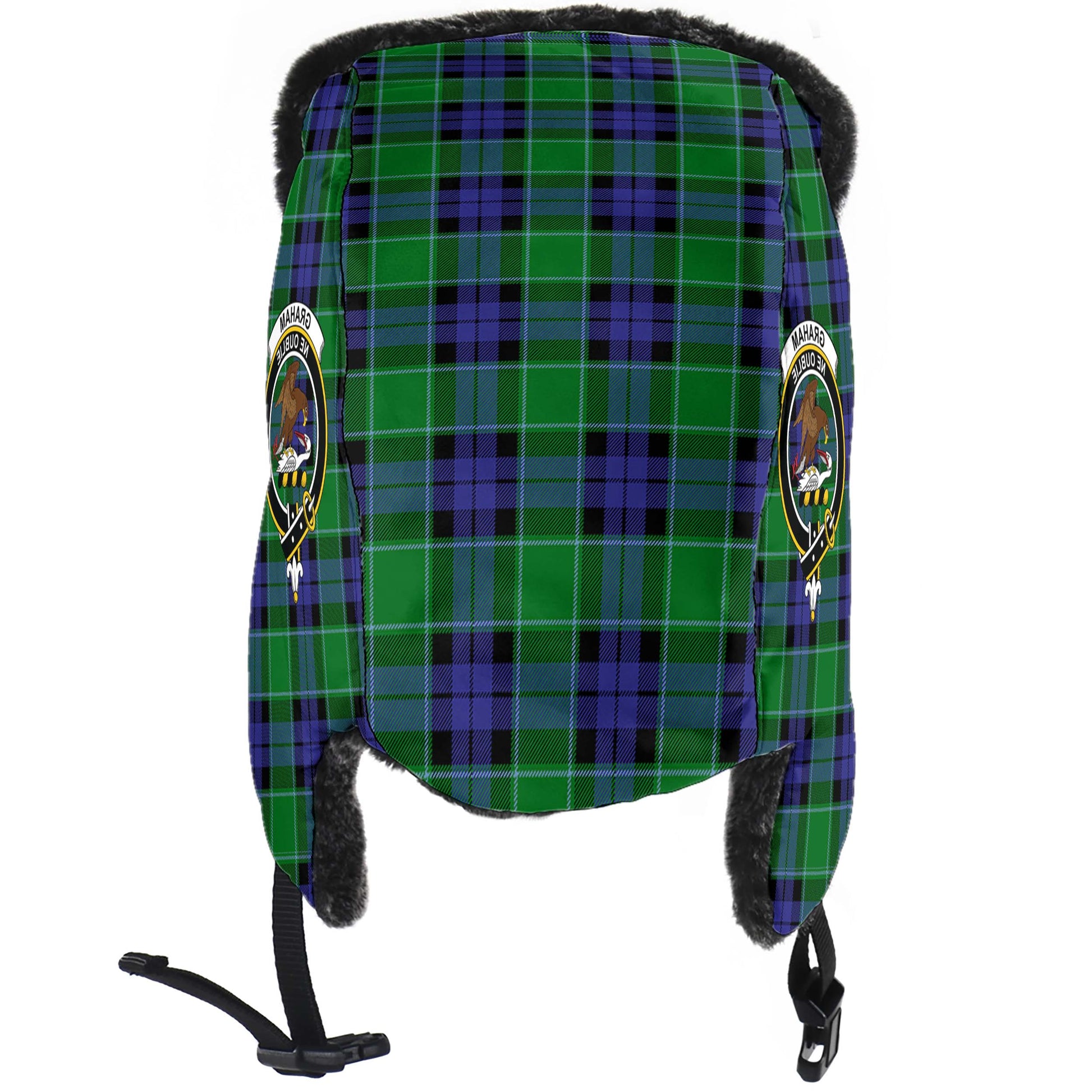 Graham of Menteith Modern Tartan Winter Trapper Hat with Family Crest - Tartanvibesclothing