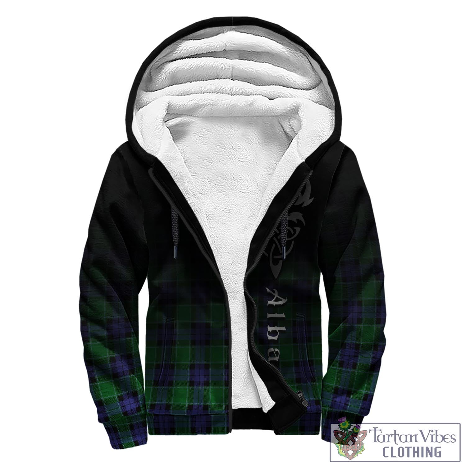 Tartan Vibes Clothing Graham of Menteith Modern Tartan Sherpa Hoodie Featuring Alba Gu Brath Family Crest Celtic Inspired