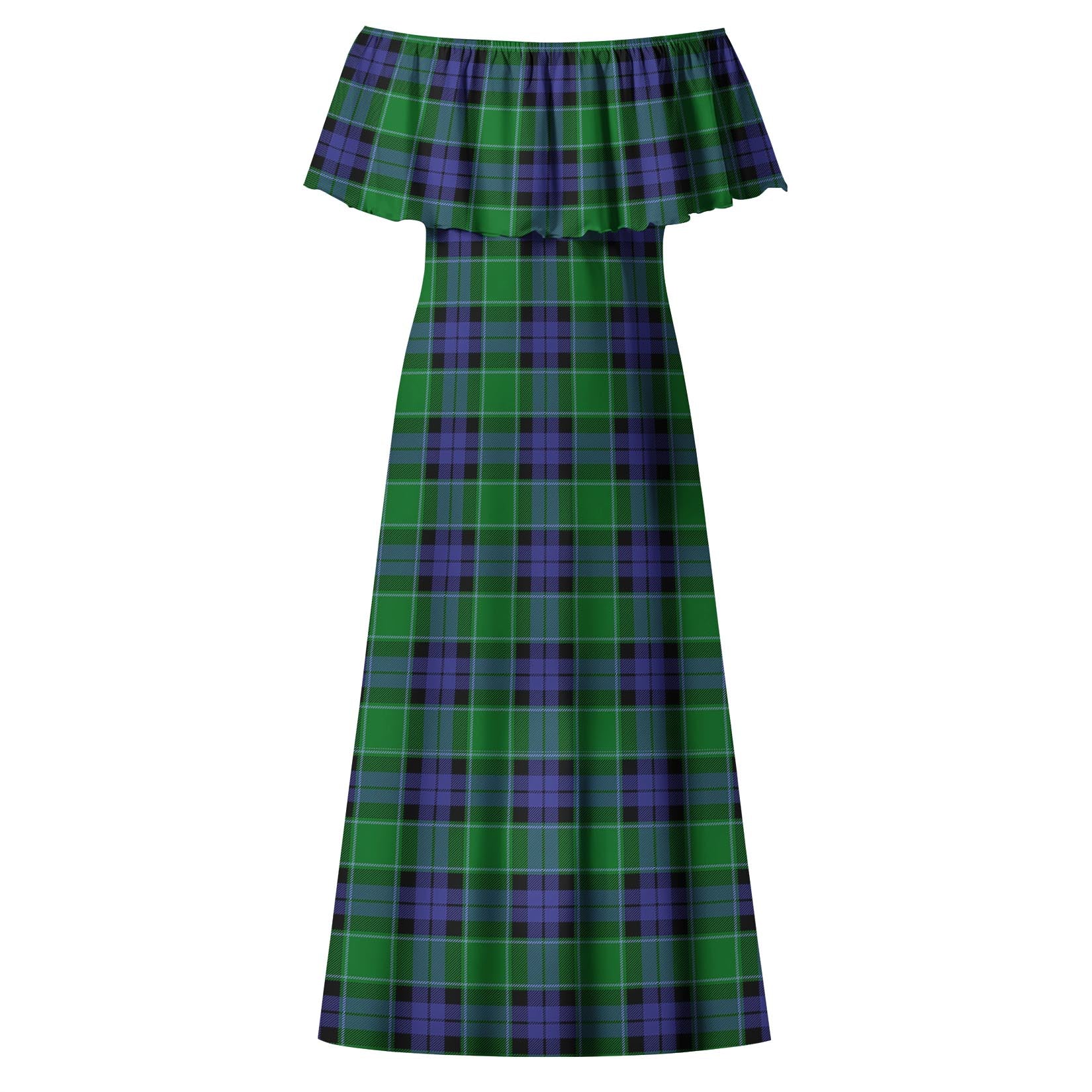 Graham of Menteith Modern Tartan Off Shoulder Long Dress - Tartanvibesclothing