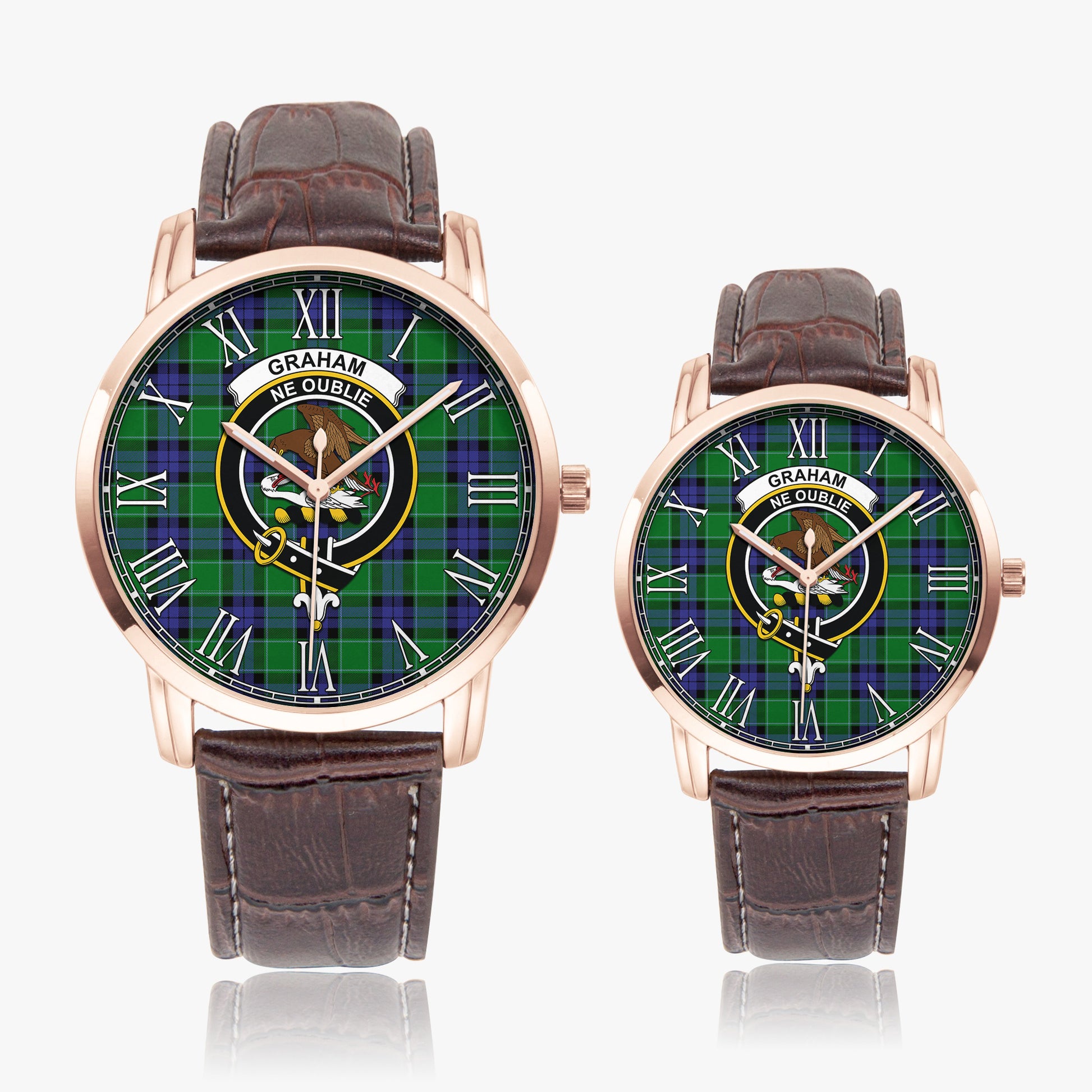 Graham of Menteith Modern Tartan Family Crest Leather Strap Quartz Watch - Tartanvibesclothing