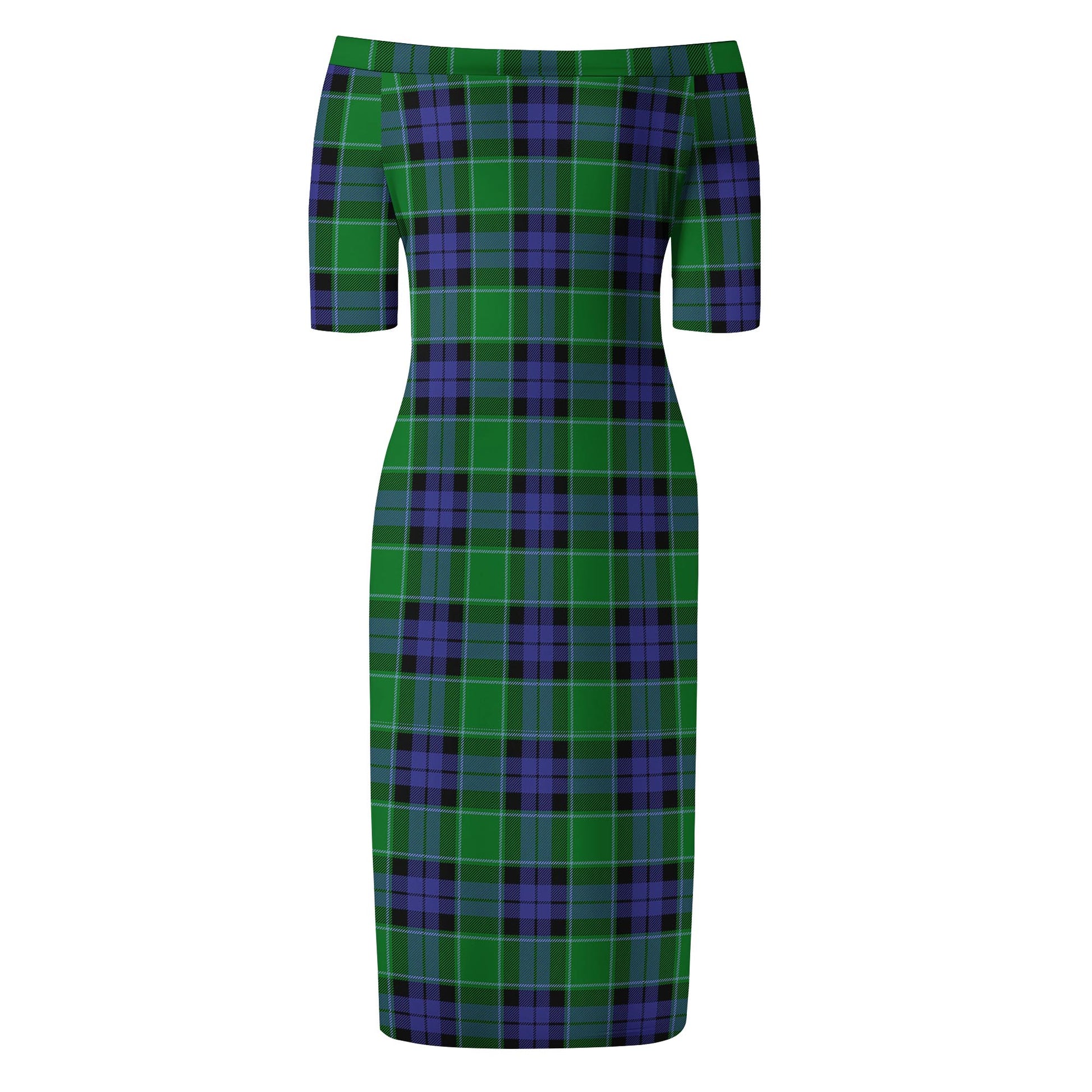 Graham of Menteith Modern Tartan Off Shoulder Lady Dress - Tartanvibesclothing