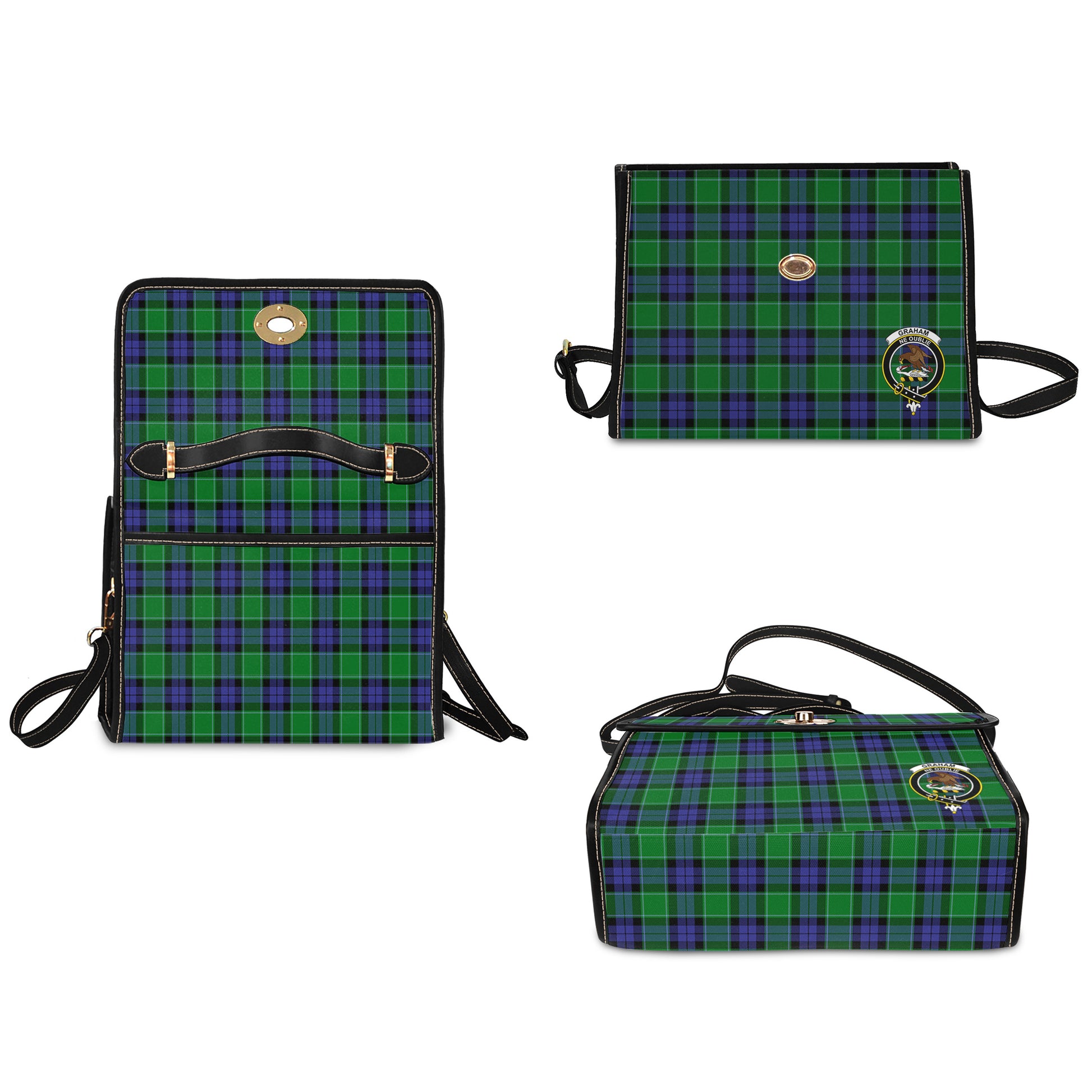 graham-of-menteith-modern-tartan-leather-strap-waterproof-canvas-bag-with-family-crest