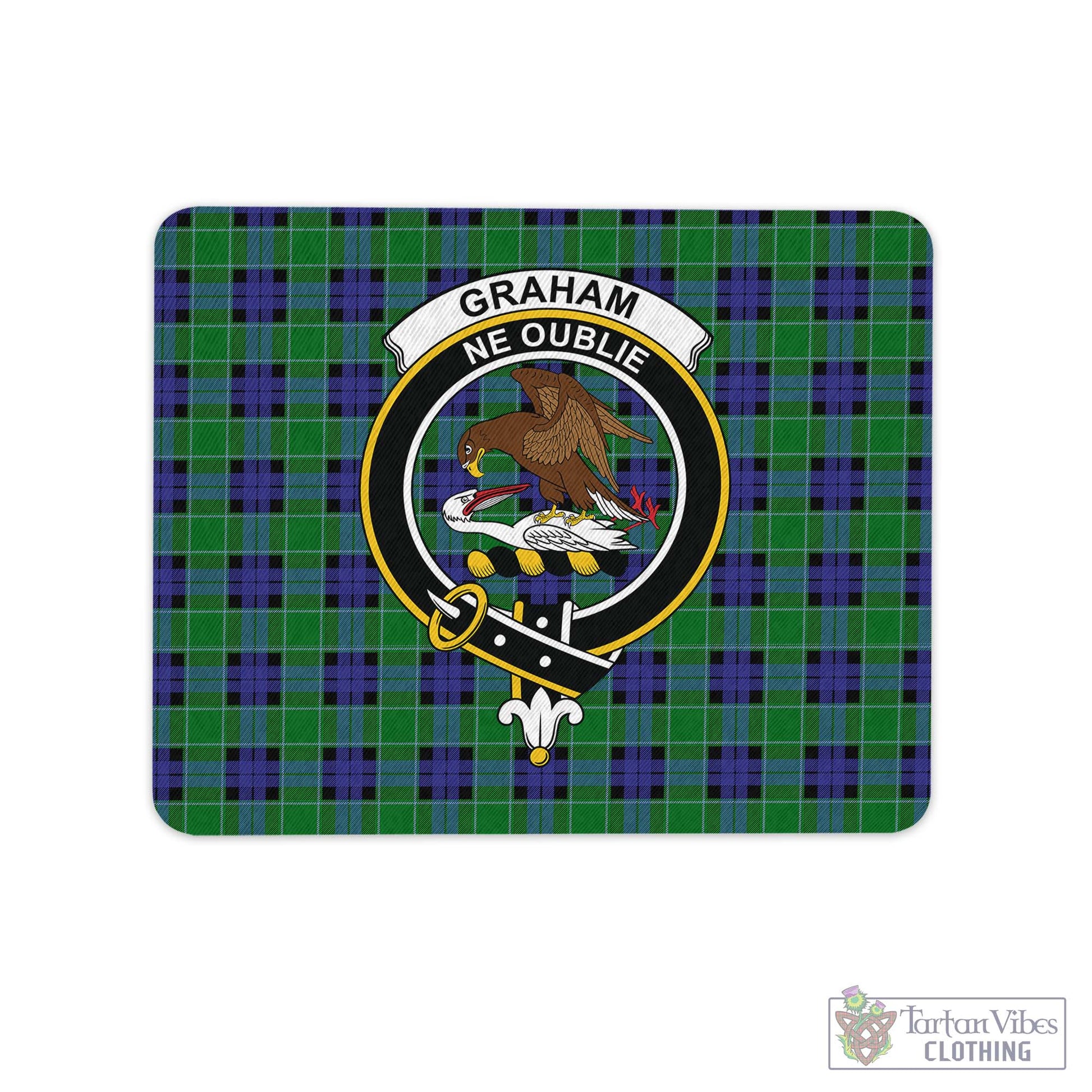 Tartan Vibes Clothing Graham of Menteith Modern Tartan Mouse Pad with Family Crest