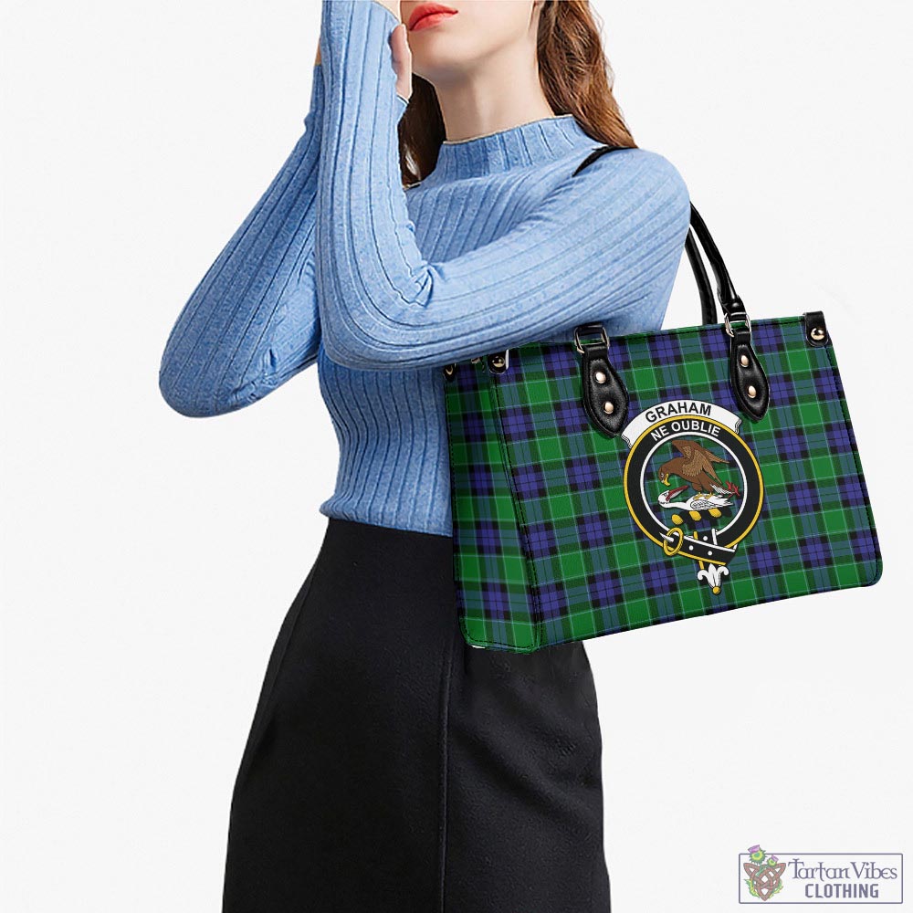 Tartan Vibes Clothing Graham of Menteith Modern Tartan Luxury Leather Handbags with Family Crest