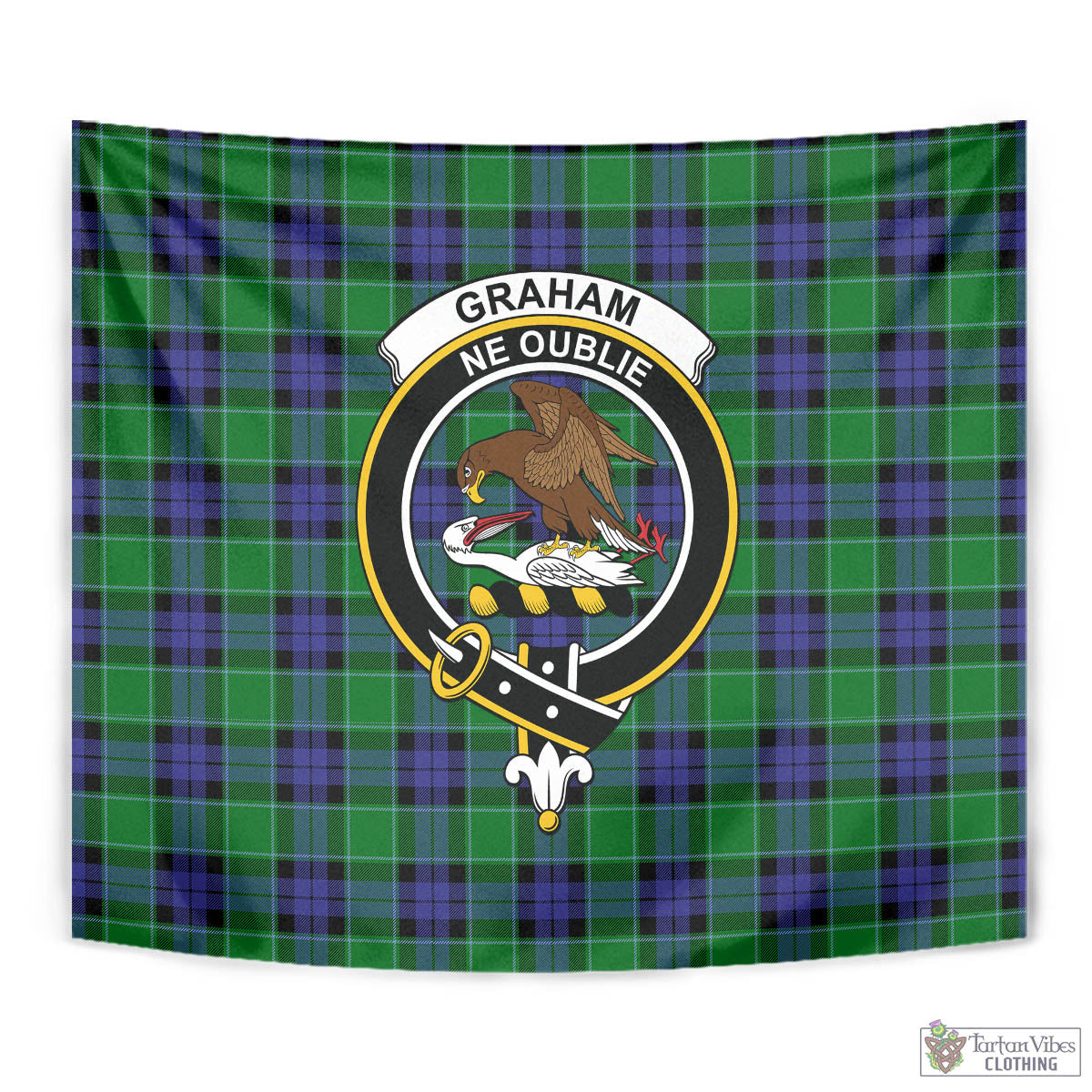 Tartan Vibes Clothing Graham of Menteith Modern Tartan Tapestry Wall Hanging and Home Decor for Room with Family Crest