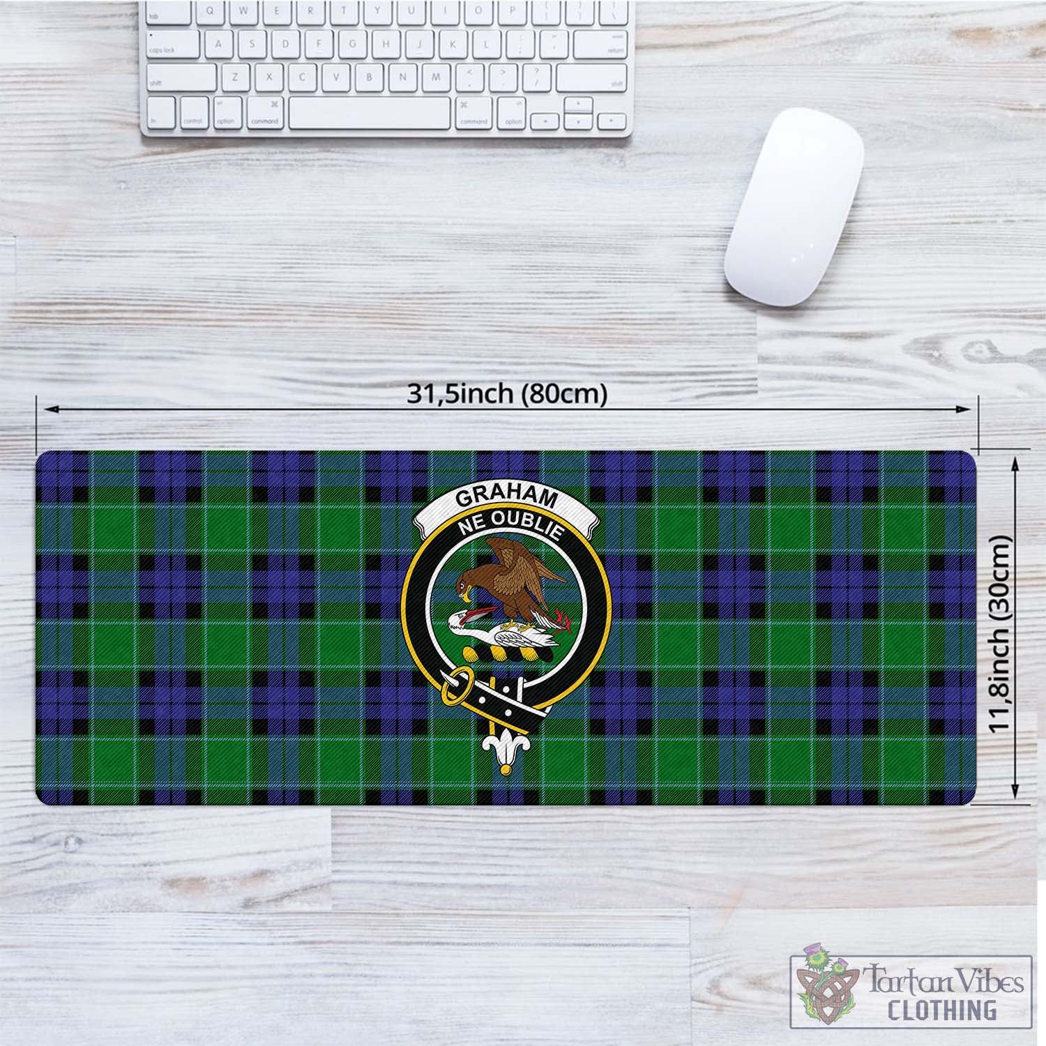 Tartan Vibes Clothing Graham of Menteith Modern Tartan Mouse Pad with Family Crest