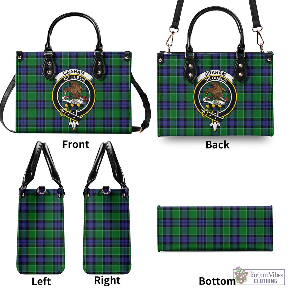 Tartan Vibes Clothing Graham of Menteith Modern Tartan Luxury Leather Handbags with Family Crest