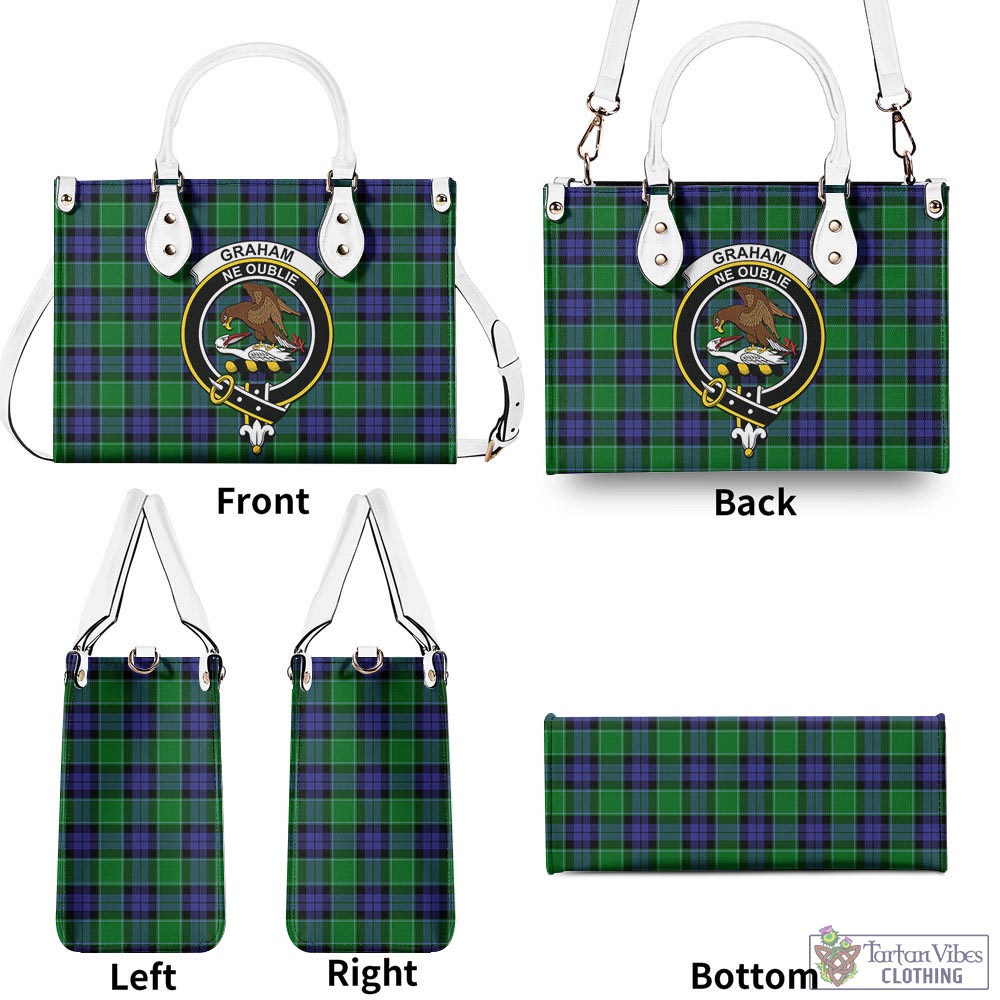 Tartan Vibes Clothing Graham of Menteith Modern Tartan Luxury Leather Handbags with Family Crest