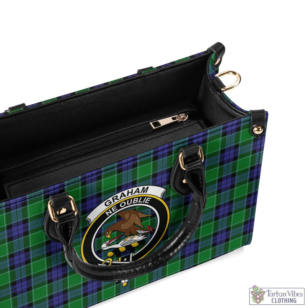 Tartan Vibes Clothing Graham of Menteith Modern Tartan Luxury Leather Handbags with Family Crest