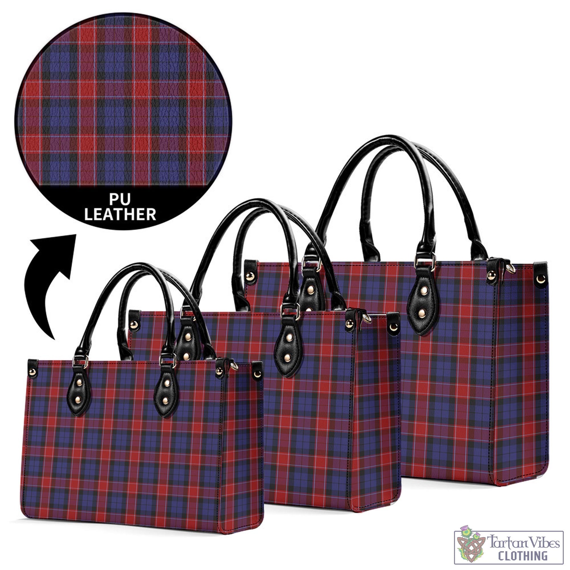 Tartan Vibes Clothing Graham of Menteith Red Tartan Luxury Leather Handbags