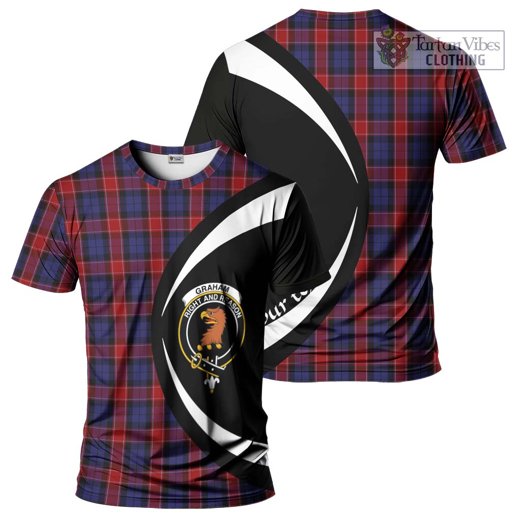 Tartan Vibes Clothing Graham of Menteith Red Tartan T-Shirt with Family Crest Circle Style